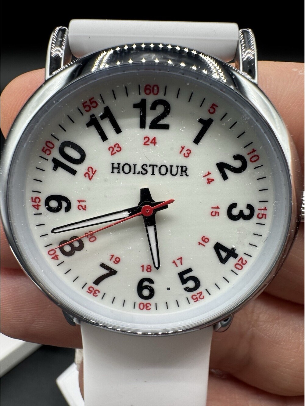 HOLSTOUR Nurse Watch White Silicone Band Medical Quartz Watch New Box